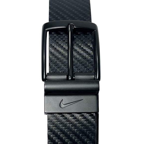 NIKE Reversible Leather Belt Black Carbon Fiber & White Men's Size 42 - Picture 4 of 16